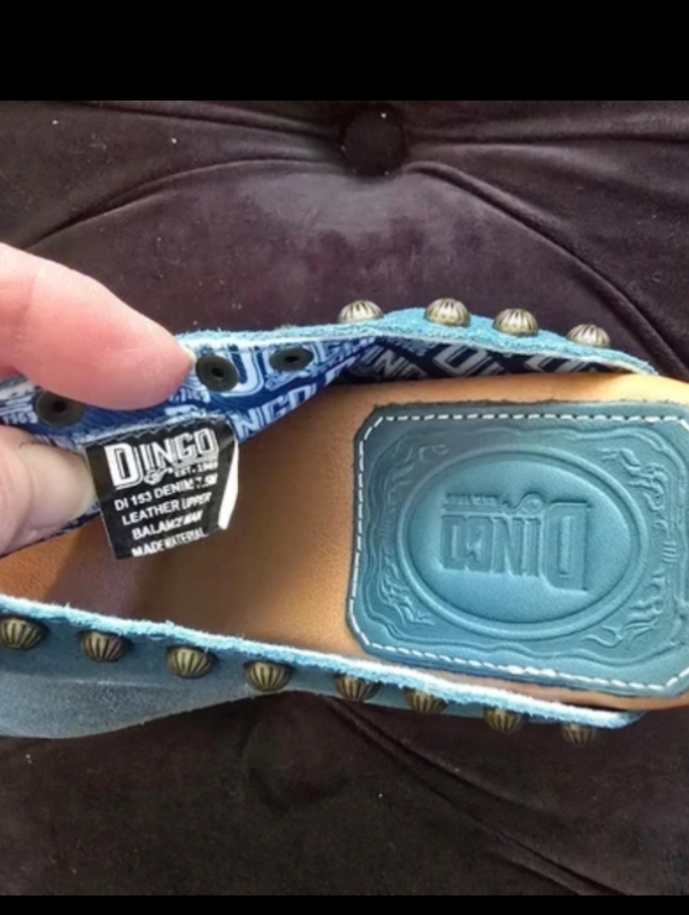 dingo Teal Suede Studded Slip-On Mules - Picture 3 of 3